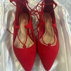 Rouge Helium Red Pointy Lace-up shoes Size 10